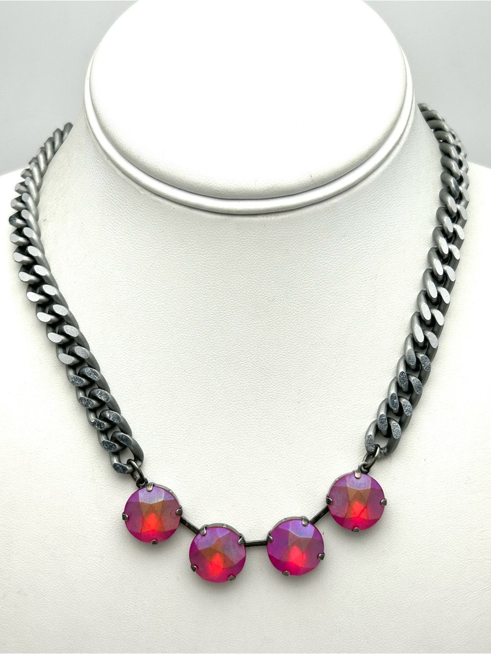 Sabika Frosted Faceted Crystal Silver Necklace Winter 2019